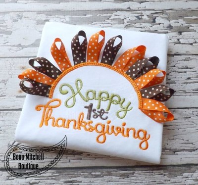 Happy 1st Thanksgiving girly font